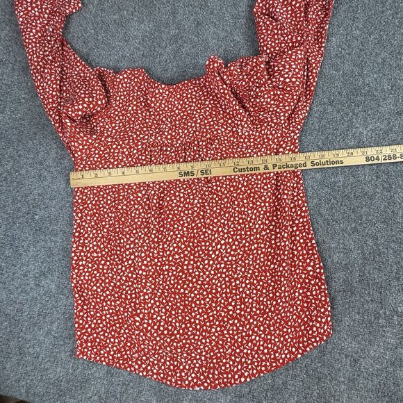 Madewell Kinston Side-Button Wrap Top Womens XS Kilt Red Park Picnic Floral Boho - Picture 9 of 14